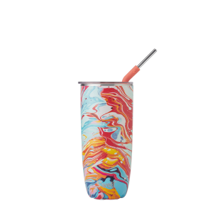 Tumbler with Straw | 24oz Marble Swirl